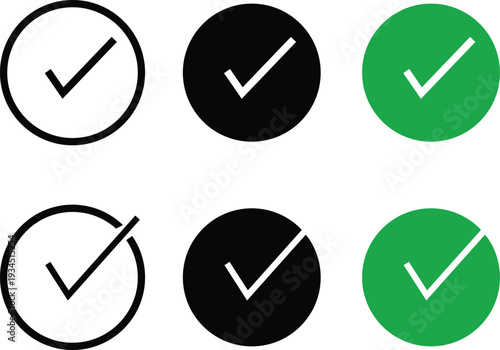 Free Download Checkmark and Tick Icon Set – Minimalist Circular Vector Collection - GFXLoad