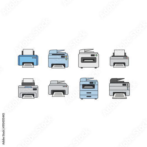 Office Printer and Multi Function Copier Icon Set