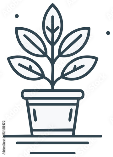 Minimalist illustrated potted houseplant, nature and growth concepts