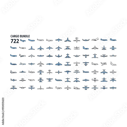 Large Collection of Airplane Silhouettes for Aviation and Logistics