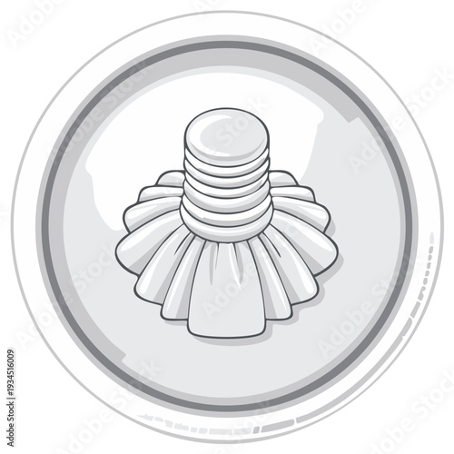 Stylized drawing of a wound ice pack used for pain relief and sports injury on white circle background