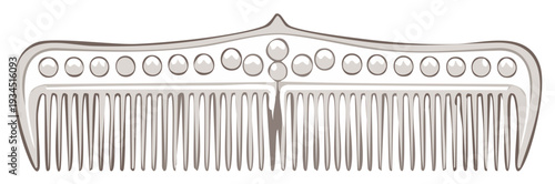 Elegant decorative hair comb with pearl embellishments a classic feminine grooming accessory vector illustration