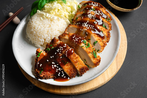 Εκτύπωση καμβά Japanese Chicken Katsu, chicken cutlet and rice