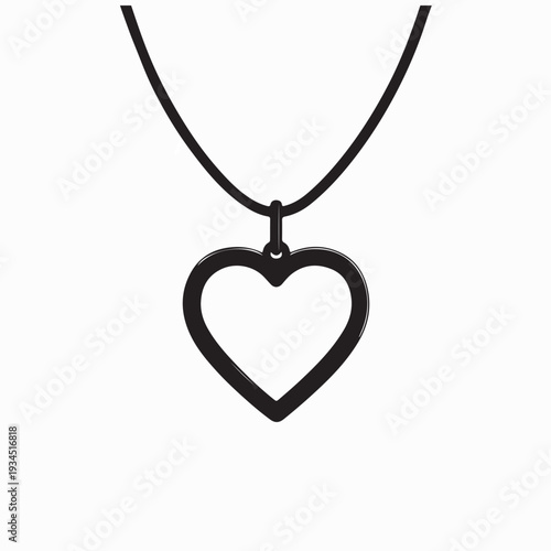 Minimalist Heart Pendant Jewelry Vector Icon On White Background