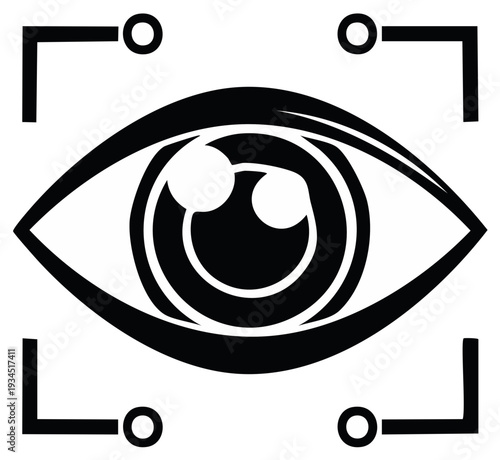 Stylized Human Eye with Targeting Brackets Symbolizing Surveillance and Vision