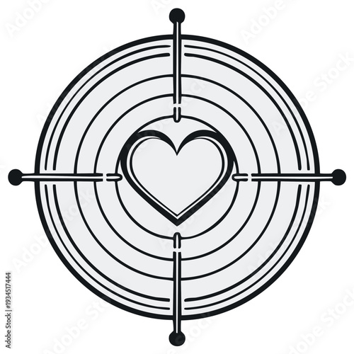 Targeted Heart Symbol In Crosshairs Abstract Graphic