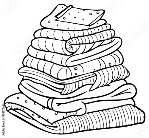 Clean folded laundry stacked high representing household chores and organized home textiles