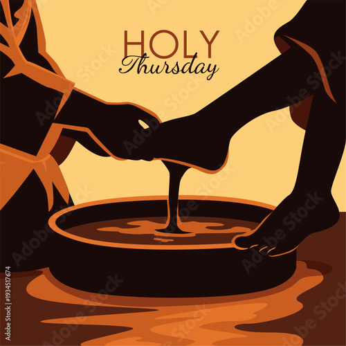 vector holy thursday foot washing illustration