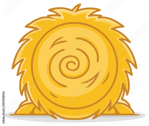 Cartoon Illustration of a Hay Bale