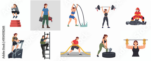 Collection of Flat Style Security Guard Characters in Various Poses