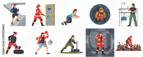 Flat Illustration Professional Baker Baking Bread in Various Type of Oven