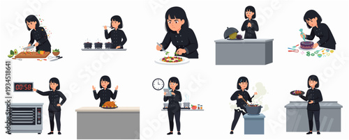 Cartoon Style Different Poses and Actions of Smiling Man Character Illustration