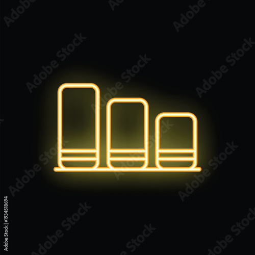 Neon yellow chart decreasing showing recession on black background