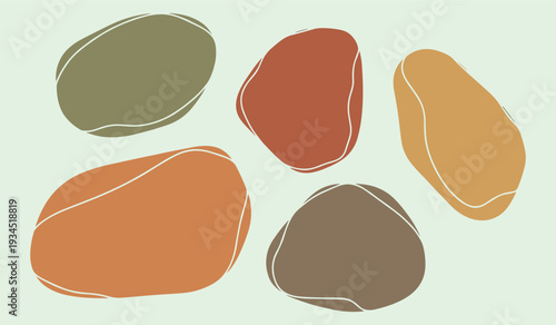 Abstract organic stone shapes collection with earthy colors for modern design