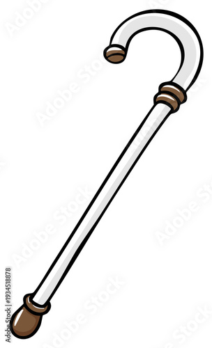 Elegant Silver Walking Cane with Brown Accents Classic Design