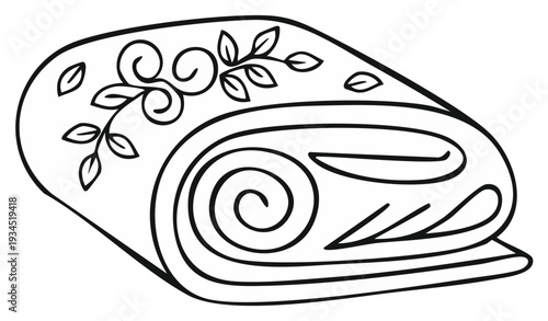 Rolled Fabric Textile with Leaf Swirl Pattern