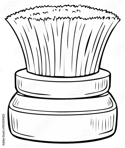 Simple Line Drawing of a Shaving Brush with Handle and Lid
