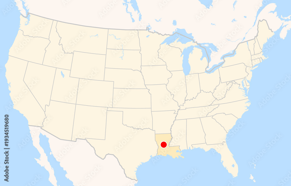 Fototapeta premium Location Map of Alexandria Int. Airport (Alexandria, Louisiana, USA). IATA-code: AEX. No labels at all.