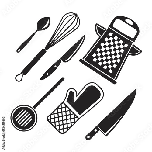 Set of kitchen utensils isolated on transparent background. kitchenware symbols for website design, logo, app, UI. vector illustration, EPS10