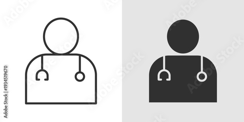 Doctor Icon representing medical professionals, healthcare services, patient care, and clinical diagnosis in hospitals and clinics.