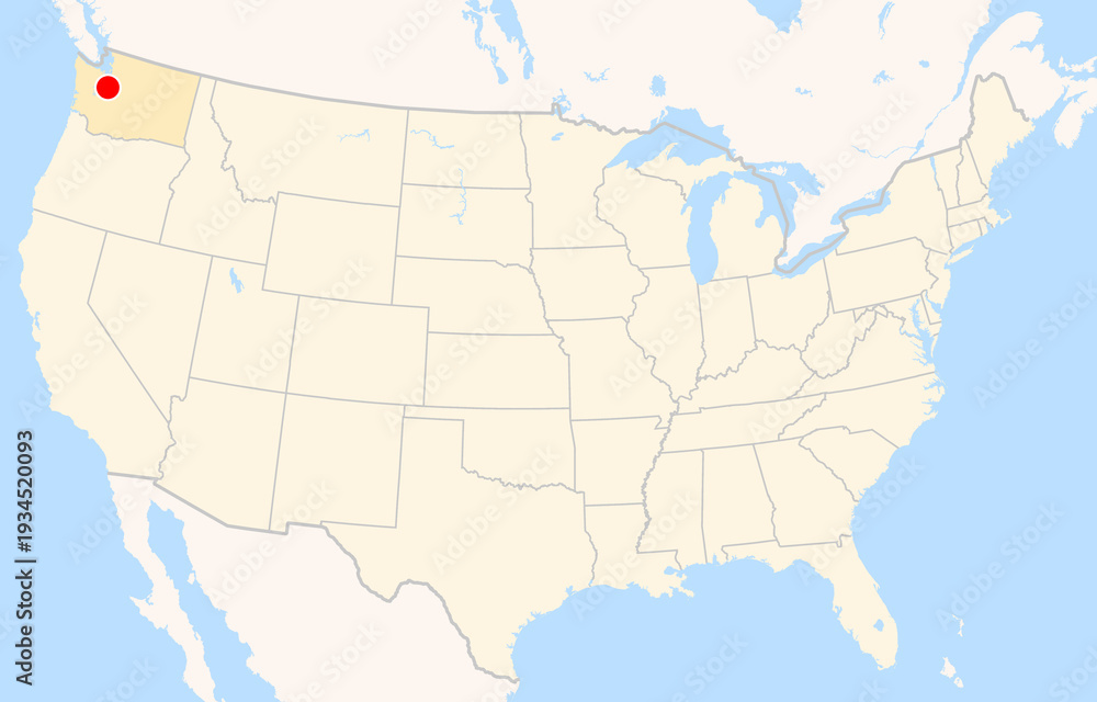 Fototapeta premium Location Map of King County Int. Airport (Seattle, Washington, USA). IATA-code: BFI. No labels at all.