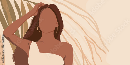Stylized illustration of a woman with long hair and minimal features