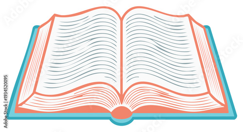 Open Book Illustration Graphic with Blank Pages for Reading or Education