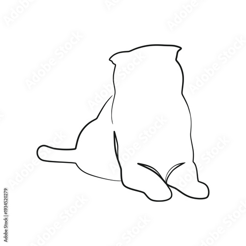 Cat Lying Down Side View Minimalist Continuous Line Art Silhouette