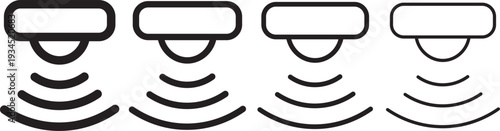 Motion sensor icon in thin stroke and flat .Motion sensor icon set. PIR detection symbols. Movement alert graphic design. Motion sensor icon vector Illustration