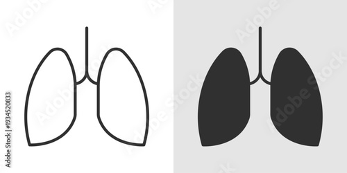 Lungs Icon representing the human respiratory system, breathing function, pulmonary health, and medical care related to lung diseases and respiratory treatment.