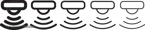 Motion sensor icon in thin stroke and flat .Motion sensor icon set. PIR detection symbols. Movement alert graphic design. Motion sensor icon vector Illustration