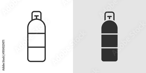 Oxygen Tank Icon representing respiratory support, medical oxygen supply, and emergency healthcare equipment. Stroke, filled, and colored vector illustration.