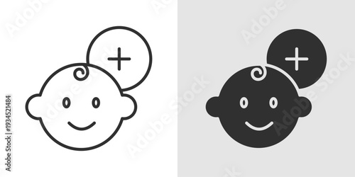 Pediatric Icon representing child healthcare, pediatric medicine, and infant medical services. Stroke, filled, and colored vector illustration.