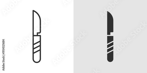 Scalpel Icon representing surgical procedures, precision medical operations, clinical instruments, and healthcare treatments performed by surgeons.
