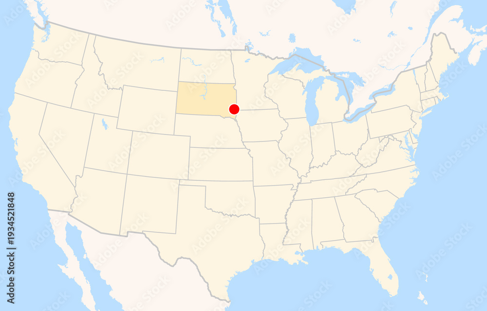 Fototapeta premium Location Map of Sioux Falls Regional Airport (Joe Foss Field) (Sioux Falls, South Dakota, USA). IATA-code: FSD. No labels at all.