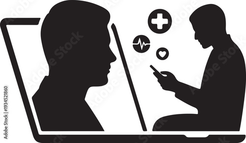 Telemedicine service vector illustration with a doctor on laptop and patient