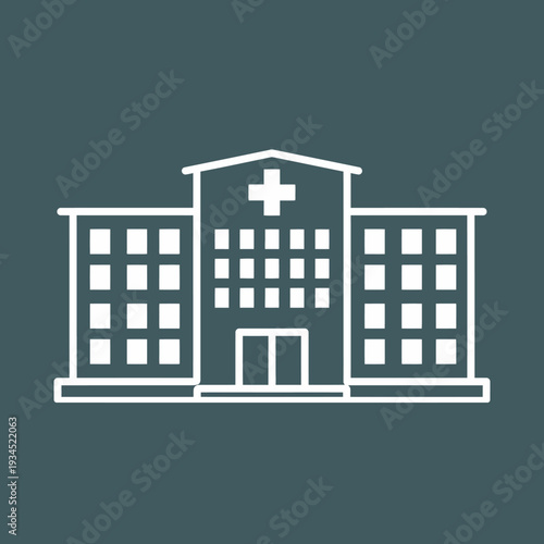 Hospital Building Icon - Medical Healthcare Facility Outline Symbol