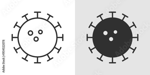 Virus Icon representing infection, microbiology, and medical health risks. Stroke, filled, and colored vector illustration.