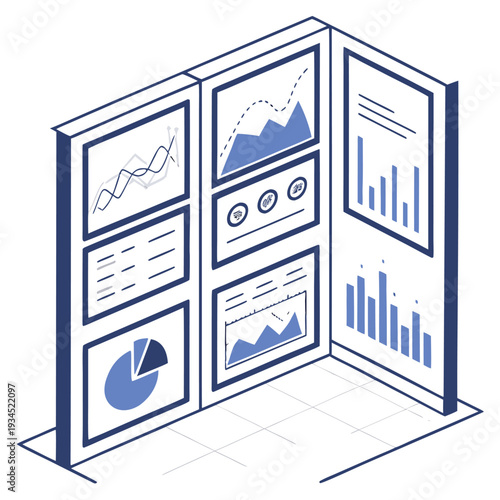 Data Analysis Visualization Isometric Charts Business Intelligence