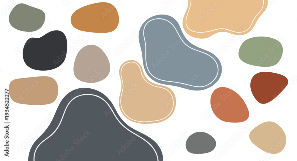 Fototapeta premium Organic blob shapes collection with earthy muted colors for backdropOrganic blob shapes collection with earthy muted colors for backdrop