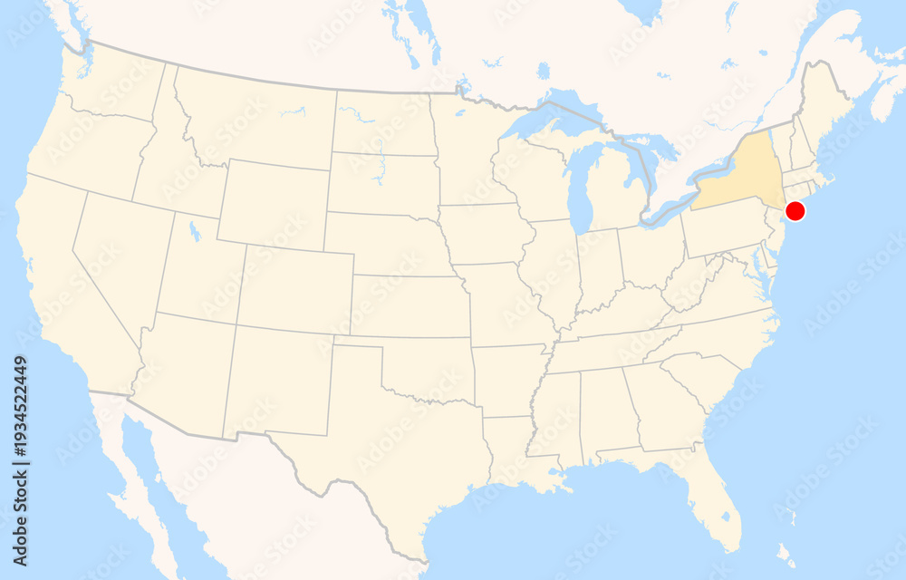 Obraz premium Location Map of Long Island Macarthur Airport (Islip, New York, USA). IATA-code: ISP. No labels at all.