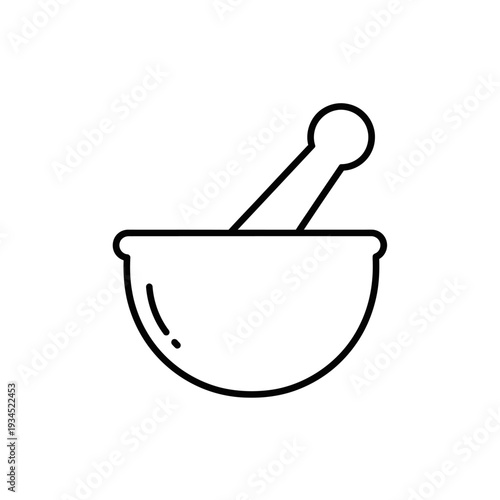 Mortar and Pestle Icon, Laboratory Equipment, Pharmacy Symbol, Medical Tool, Healthcare Concept