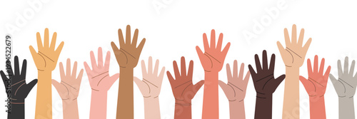 Raised Hands Silhouette Vector Collection, Multiple Hand Poses Depicting Unity