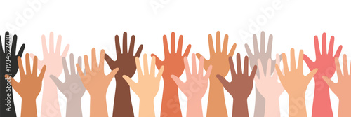 Raised Hands Silhouette Vector Collection, Multiple Hand Poses Depicting Unity
