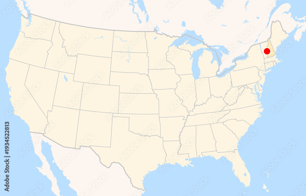 Obraz premium Location Map of Lebanon Municipal Airport (Lebanon, New Hampshire, USA). IATA-code: LEB. No labels at all.