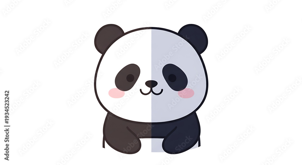 Naklejka premium A cute cartoon panda bear with a split personality design