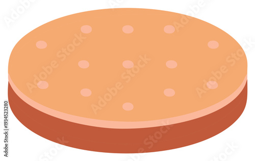 Isometric sweet biscuit or savory cracker flat design illustration with surface dots