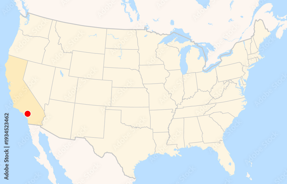 Obraz premium Location Map of Ontario Int. Airport (Ontario, California, USA). IATA-code: ONT. No labels at all.
