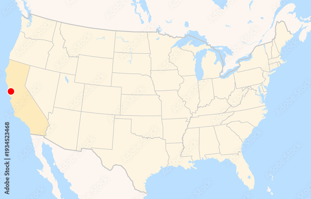 Fototapeta premium Location Map of Oakland Int. Airport (Oakland, California, USA). IATA-code: OAK. No labels at all.