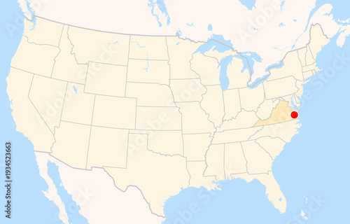 Konstfotografi Location Map of Newport News - Williamsburg Int